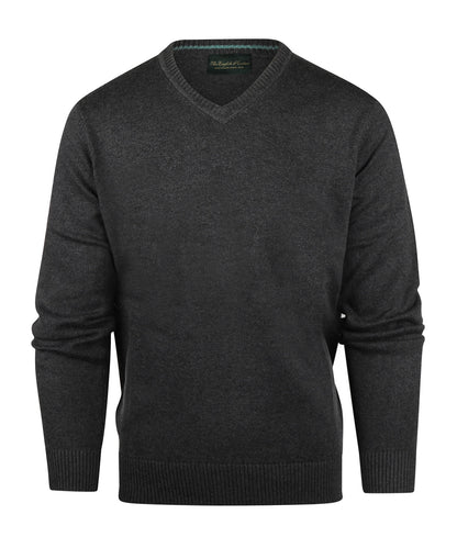 Katoenen V-Hals Pullover | Charcoal