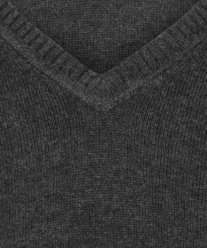 Katoenen V-Hals Pullover | Charcoal