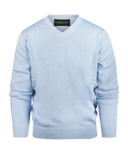 Katoenen V-Hals Pullover | Licht Blauw