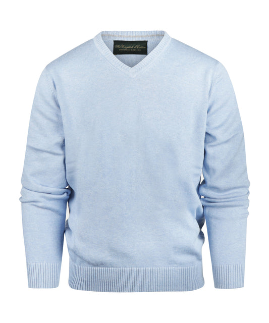 Katoen V-Hals Pullover | Licht Blauw