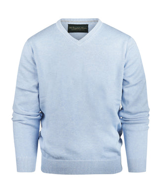 Pullover katoen v-hals | Blauw