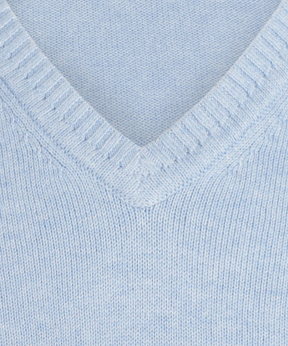 Katoenen V-Hals Pullover | Licht Blauw