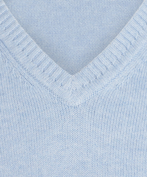 Pullover katoen v-hals | Blauw