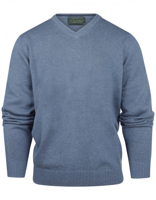 Baumwollpullover mit V-Ausschnitt | Blau