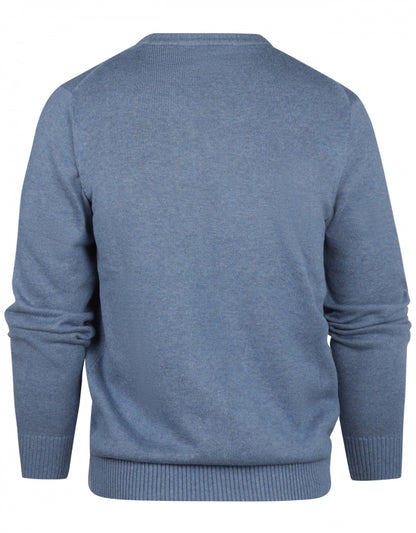 Baumwollpullover mit V-Ausschnitt | Blau
