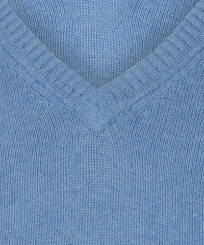 Baumwollpullover mit V-Ausschnitt | Blau