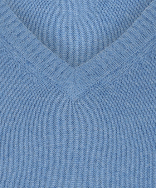 Pullover katoen v-hals | Blauw
