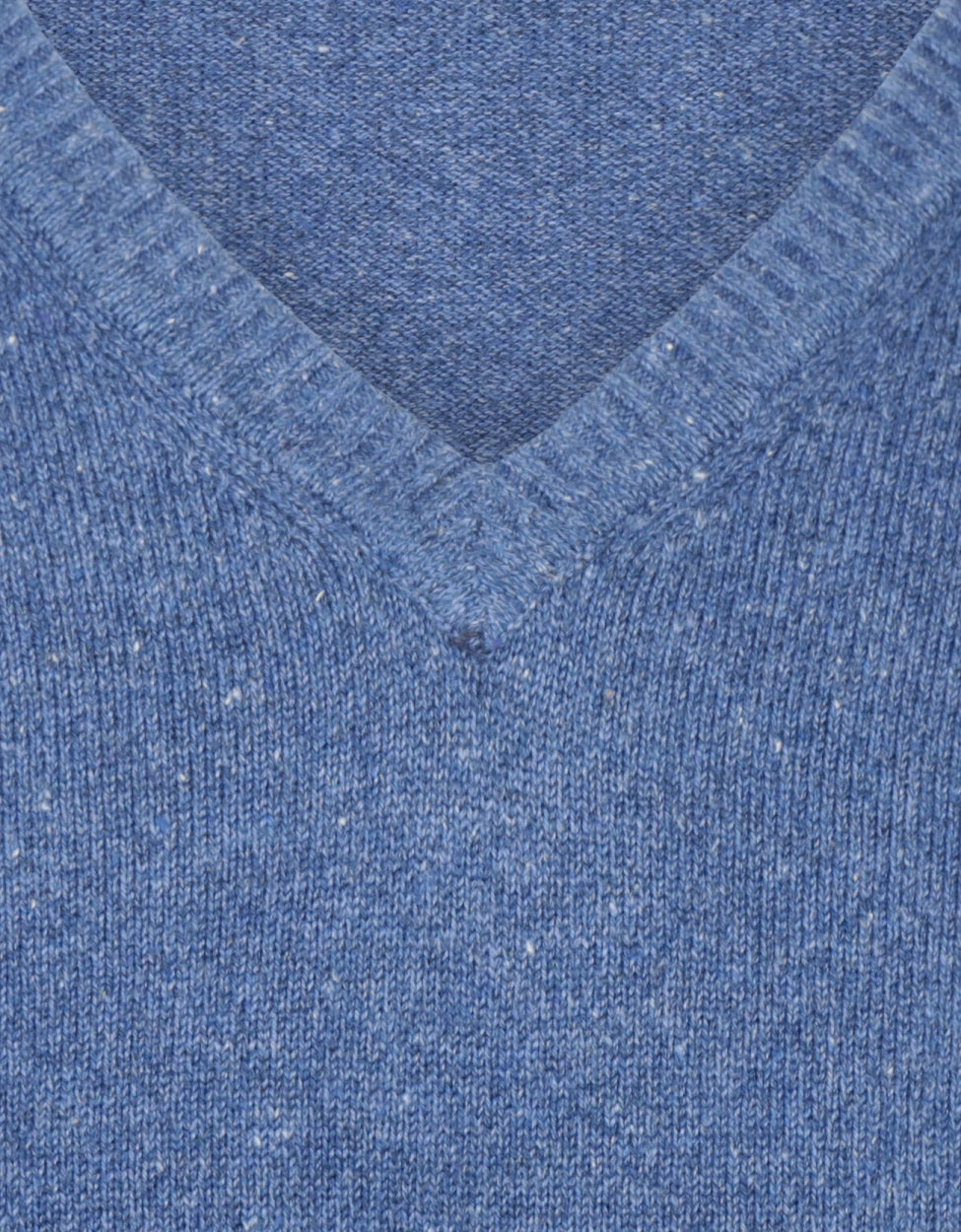 Cotton v-neck sweater | Blue