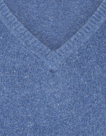 Cotton v-neck sweater | Blue