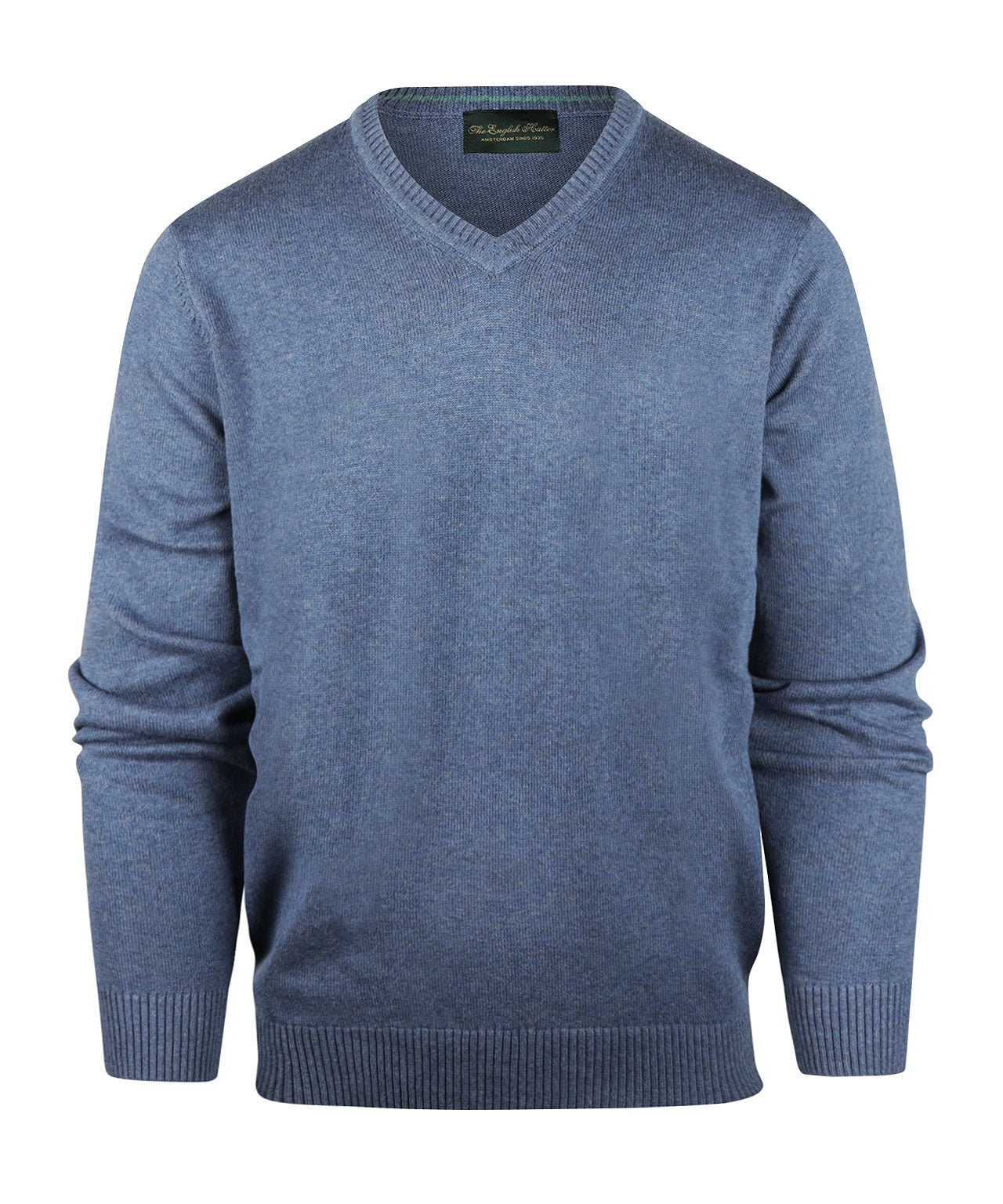 Katoenen V-Hals Pullover | Light Indigo