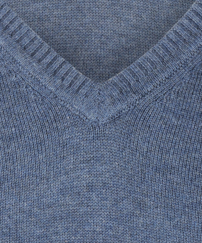 Katoenen V-Hals Pullover | Light Indigo