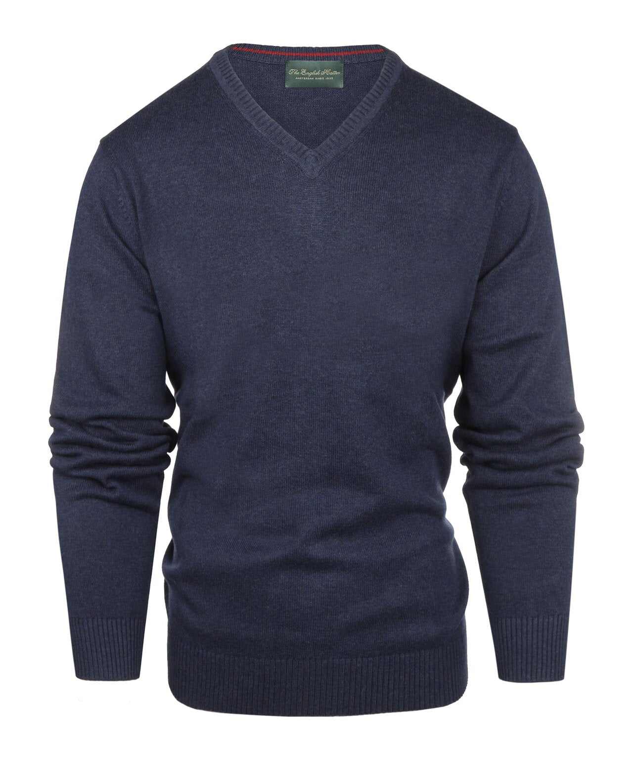 Katoenen V-Hals Pullover | Navy Blauw