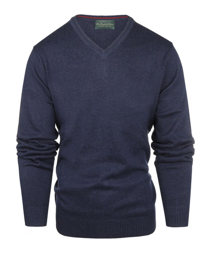 Katoenen V-Hals Pullover | Navy Blauw