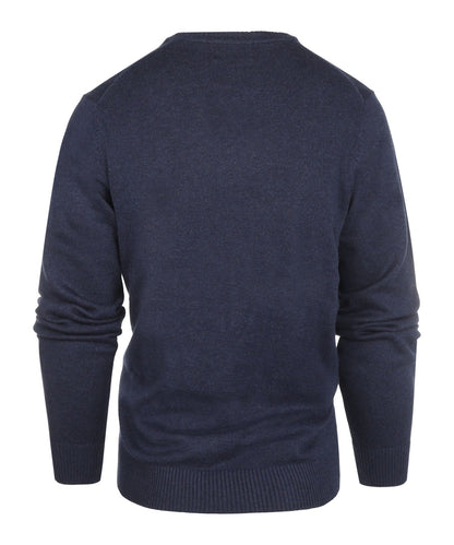 Katoenen V-Hals Pullover | Navy Blauw