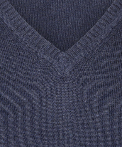 Katoenen V-Hals Pullover | Navy Blauw