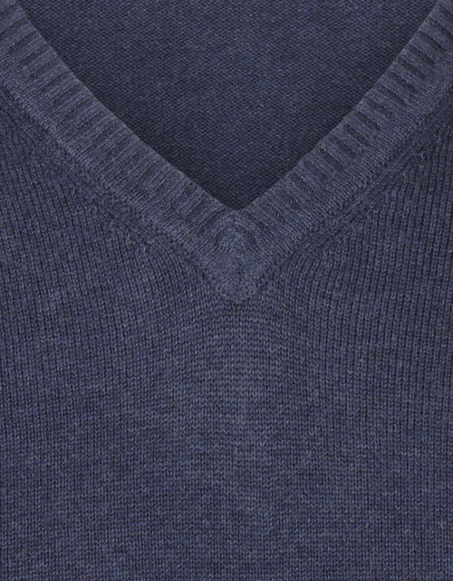 Pullover katoen v-hals | Navy Blauw