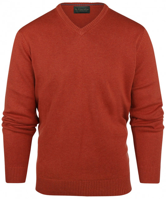 Baumwollpullover mit V-Ausschnitt | Braun