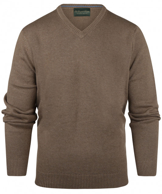 Baumwollpullover mit V-Ausschnitt | Braun