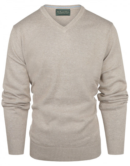 Cotton v-neck sweater | Brown