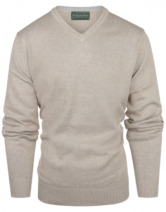 Baumwollpullover mit V-Ausschnitt | Braun
