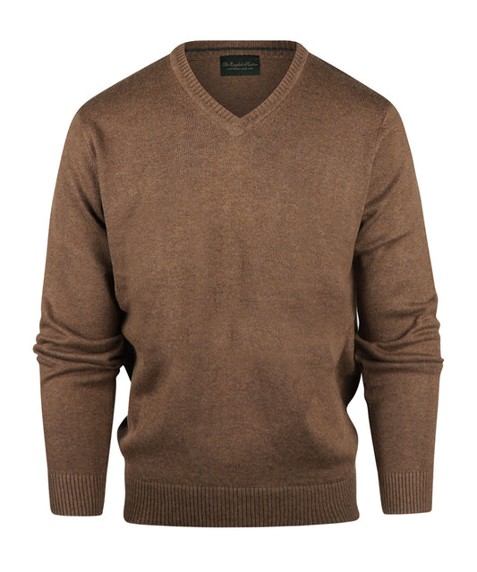 Katoen V-Hals Pullover | Bruin