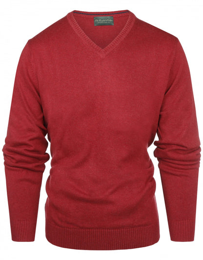 Cotton v-neck sweater | Red
