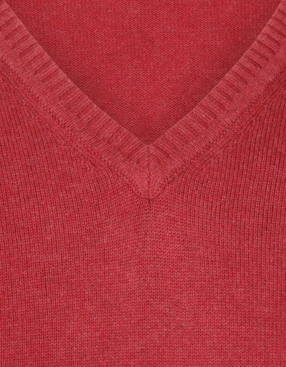 Cotton v-neck sweater | Red