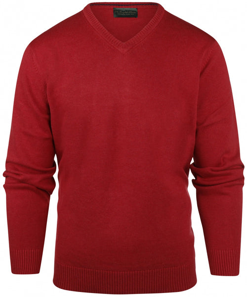 Pullover katoen v-hals | Rood