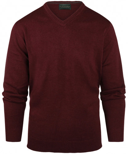 Katoenen V-Hals Pullover | Bordeaux