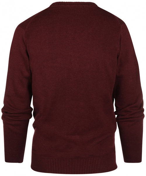 Pullover katoen v-hals | Bordeaux Rood