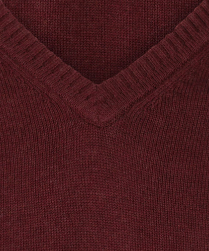 Katoenen V-Hals Pullover | Bordeaux