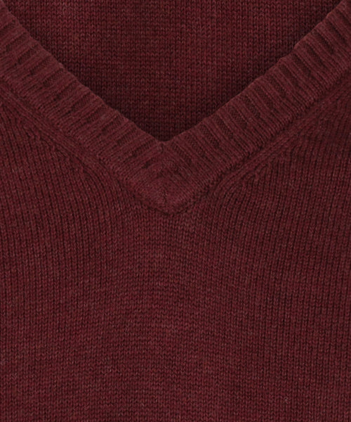Pullover katoen v-hals | Bordeaux Rood