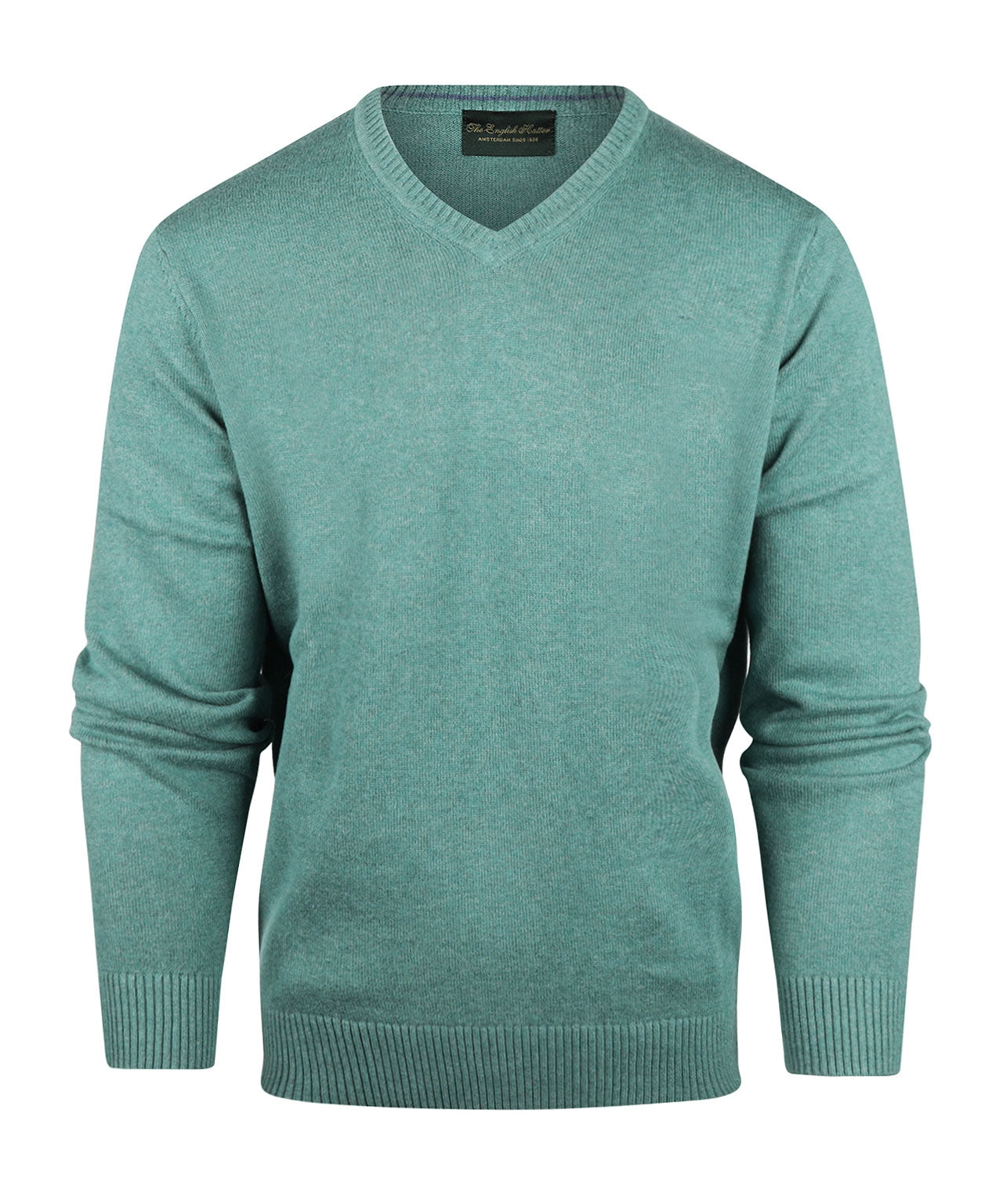 Katoenen V-Hals Pullover | Blauw Groen