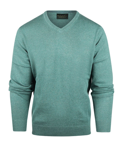 Katoenen V-Hals Pullover | Blauw Groen