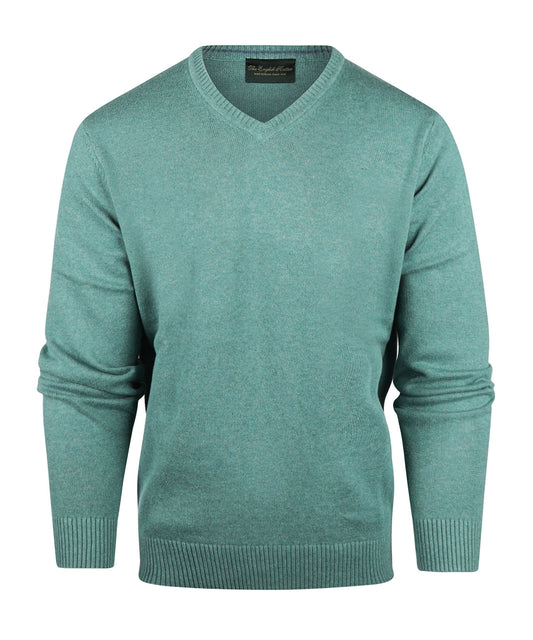Katoen V-Hals Pullover | Blauw Groen