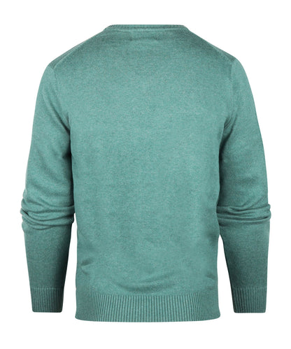 Katoenen V-Hals Pullover | Blauw Groen