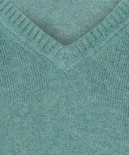 Katoenen V-Hals Pullover | Blauw Groen