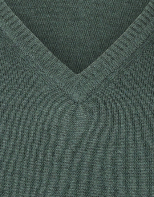 Pullover katoen v-hals | Groen