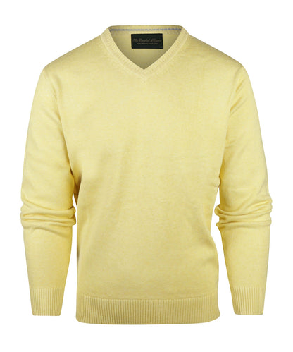 Katoenen V-Hals Pullover | Geel