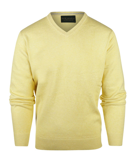 Katoen V-Hals Pullover | Geel