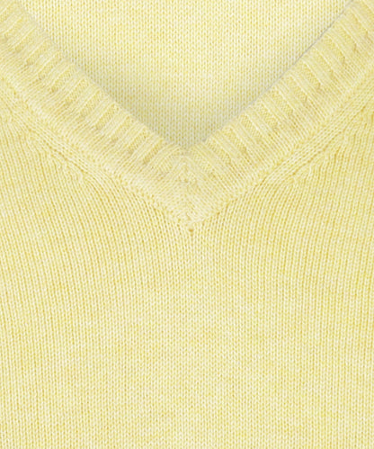 Katoenen V-Hals Pullover | Geel