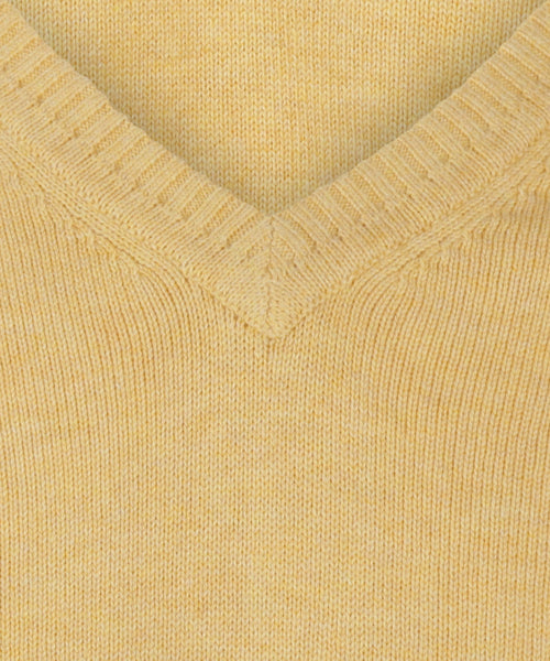 Pullover katoen v-hals | Geel