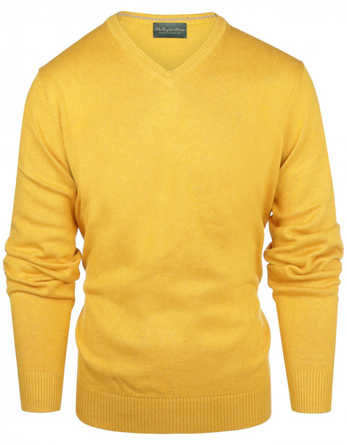 Pullover katoen v-hals | Geel