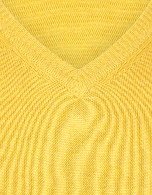 Pullover katoen v-hals | Geel
