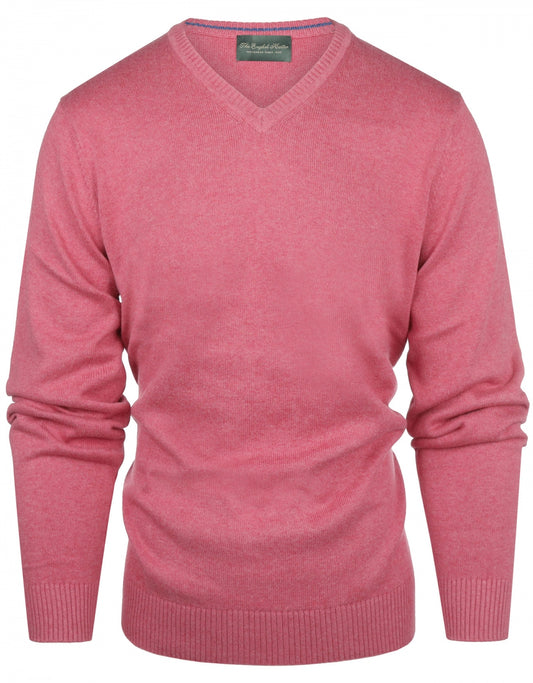 Baumwollpullover mit V-Ausschnitt | Rosa