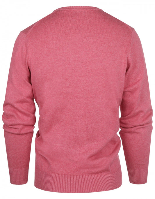 Baumwollpullover mit V-Ausschnitt | Rosa