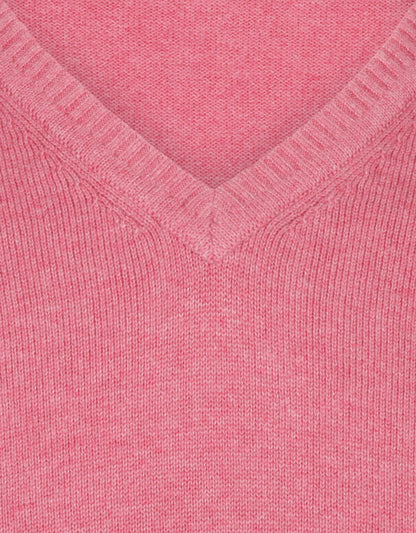 Baumwollpullover mit V-Ausschnitt | Rosa