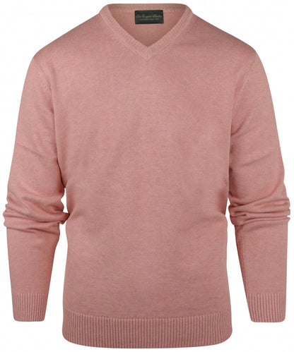 Cotton v-neck sweater | Pink