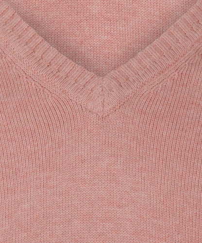 Cotton v-neck sweater | Pink