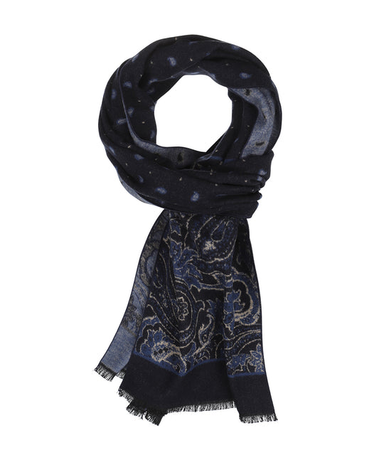 Zijden sjaal | Paisley Navy/Blauw